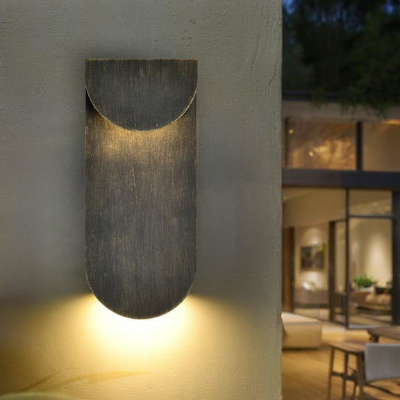 Modern Outdoor Wall Light – Waterproof LED Wall Sconce 10W 3000K Warm White, Anti-Rust Black with Gold Accent, Exterior Wall Mount Porch Light for Patio, Garage, Garden