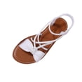 thumbnail image 2 of CQONEPT Women's Flat Sandals Comfortable Elastic Strappy Casual Summer Beach Sandals with Bow Lightweight Cute Walking Sandals White 43, 2 of 6