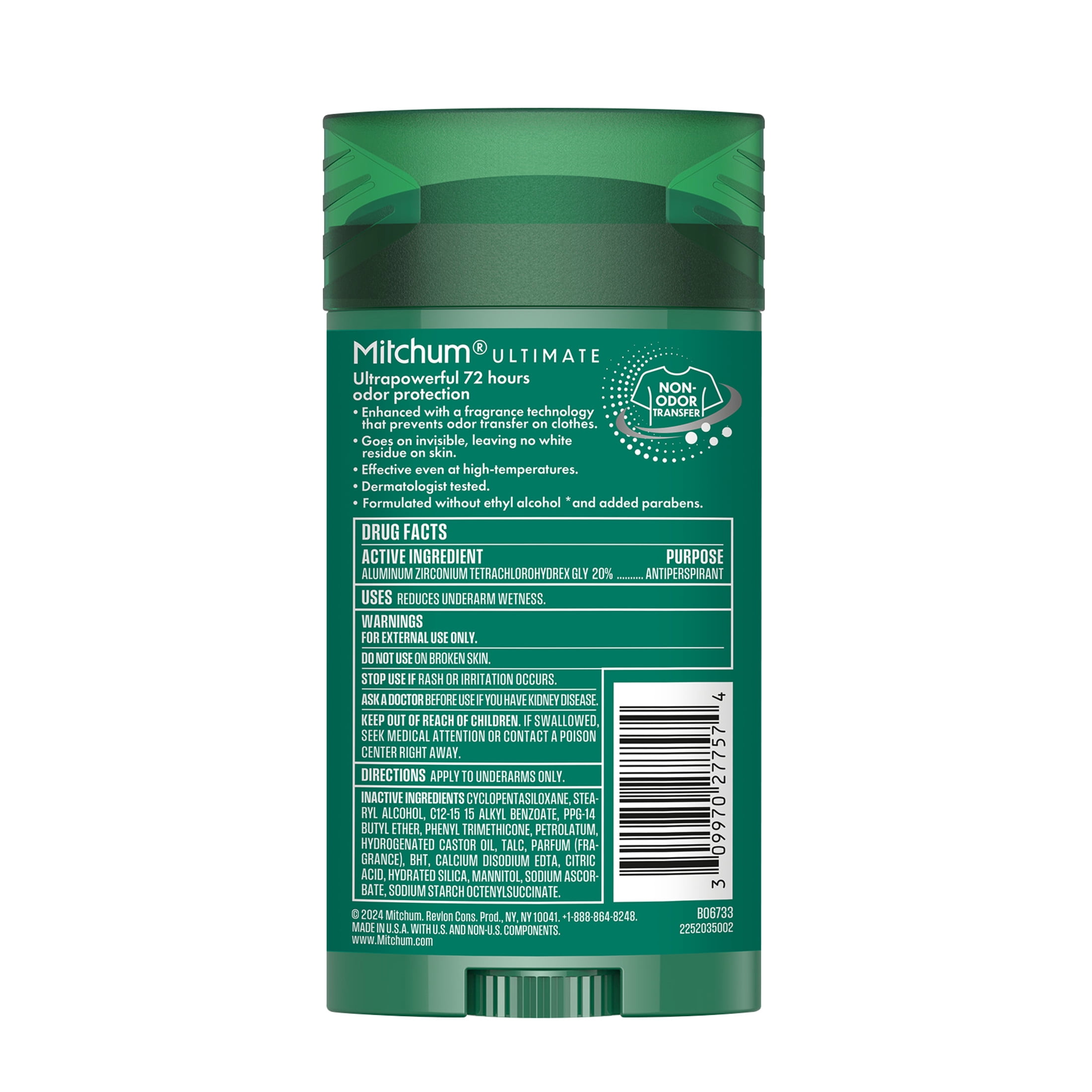 Mitchum Ultimate 72H Odor Protection Men’s Antiperspirant & Deodorant, Invisible Solid, Clean Control, 2.7 oz
