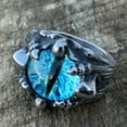 thumbnail image 4 of MENDEL Cool Mens Stainless Steel Dragon Claw Blue Evil Eye Eyeball Ring Sz 7-13, 4 of 6