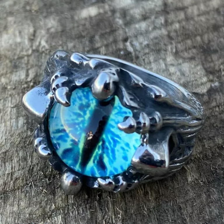 Songaadon evil rat ring シルバー925 Julius MENDEL Cool Mens Stainless Steel Dragon Claw Blue Evil Eye Eyeball