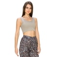 thumbnail image 2 of Women’s Ribbed Cropped Tank Top - Deep Scoop -Light Khaki, SM, 2 of 5