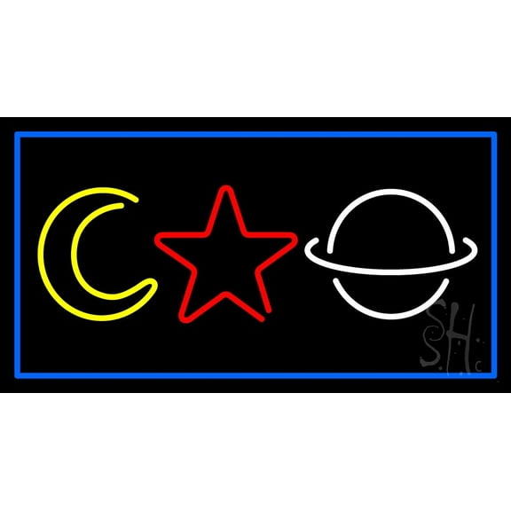 Psychic Logos Blue Border LED Neon Sign 13" Tall x 24" Wide - inches Black Square Cut Acrylic Backing, with Dimmer - Bright and Premium built indoor LED Neon Sign for Storefront.