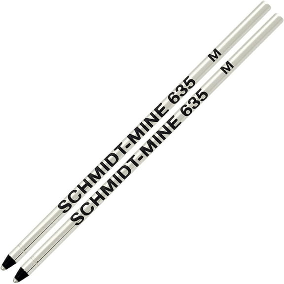 Schmidt 635 D1 Mine Ballpoint Refill - Black Ink (Medium Tip 0.7mm) - Pack of 2