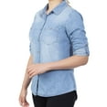 thumbnail image 3 of MixMatchy Women's Classic Roll Up Sleeve Button Down Chambray Denim Shirt, 3 of 6
