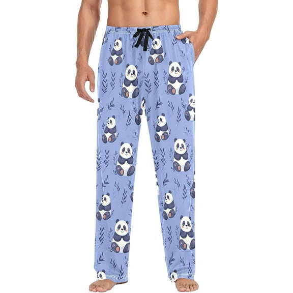 Top-kevin Men's Pajama Bottoms, Sleeping Long Pant Cartoon Pandas Pajamas Lounge Wear Sleepwear Pants Kawaii Animal PJS