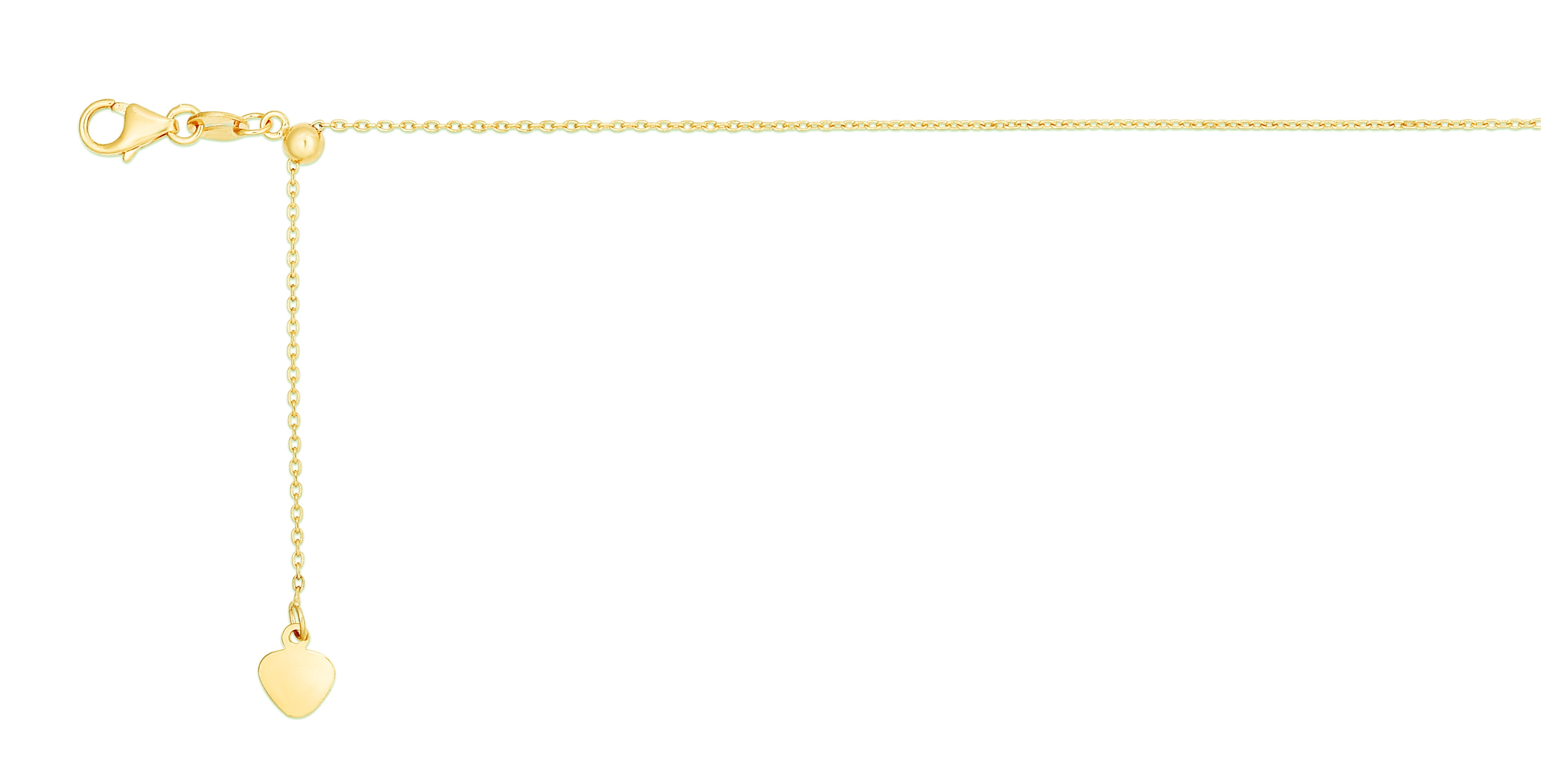 14K Yellow Gold 22in 1mm Adjustable Cable Chain with Lobster Clasp