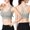 Light Gray, variant on ibiyuan Sports Bras for Women Strappy Running Supportive High Impact Sports Bra with Sewn in Pads Seamless Breathable Wireless Bra