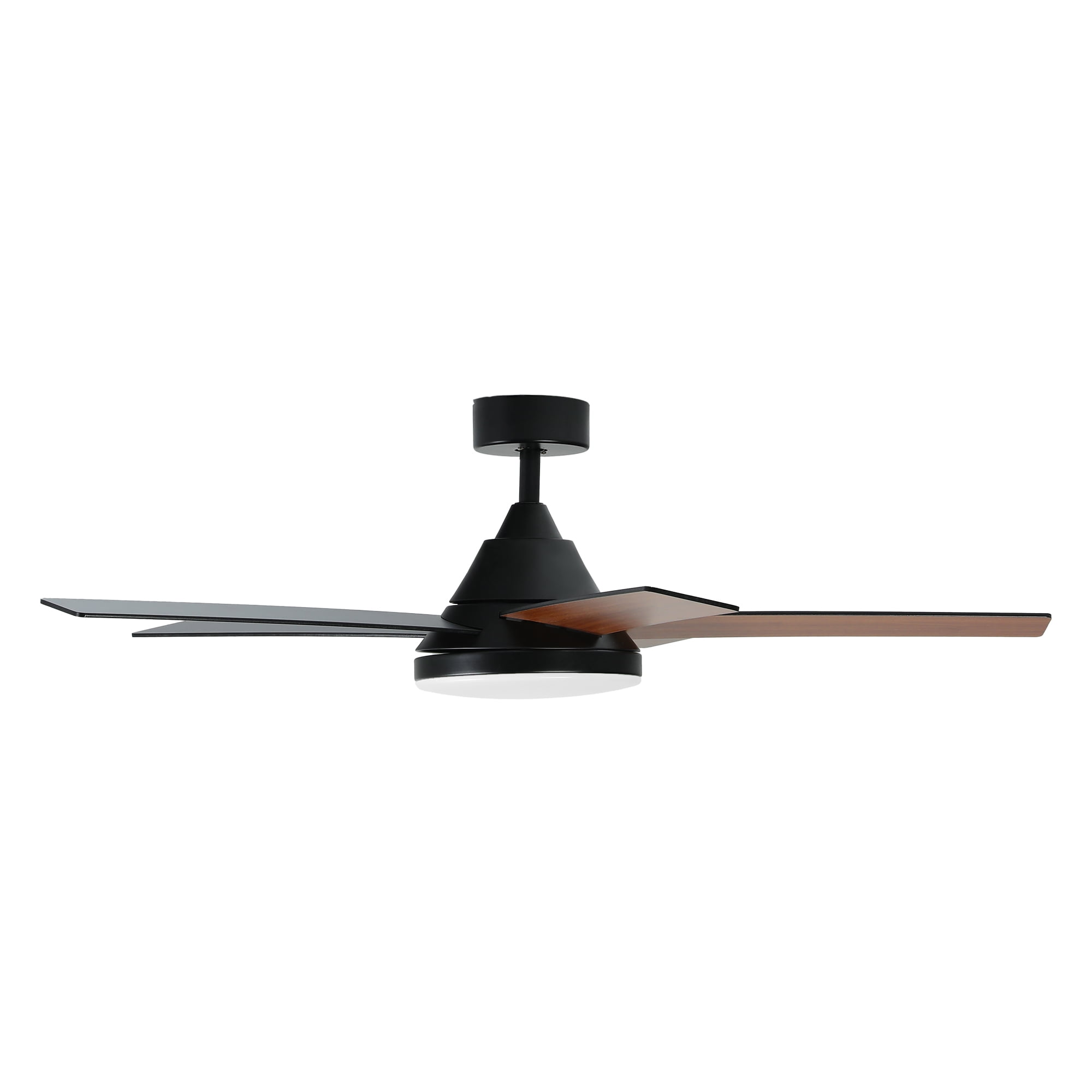 Dextrus 52" Ceiling Fan with Light and Remote Control, Modern Ceiling Fan with 6-Speed Quiet  DC Motor 5 Fan Blades - Black & Walnut