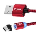 thumbnail image 2 of Cable micro USB magnético de carga rápida con trenzado de nailon y indicador LED rojo, 2 of 8