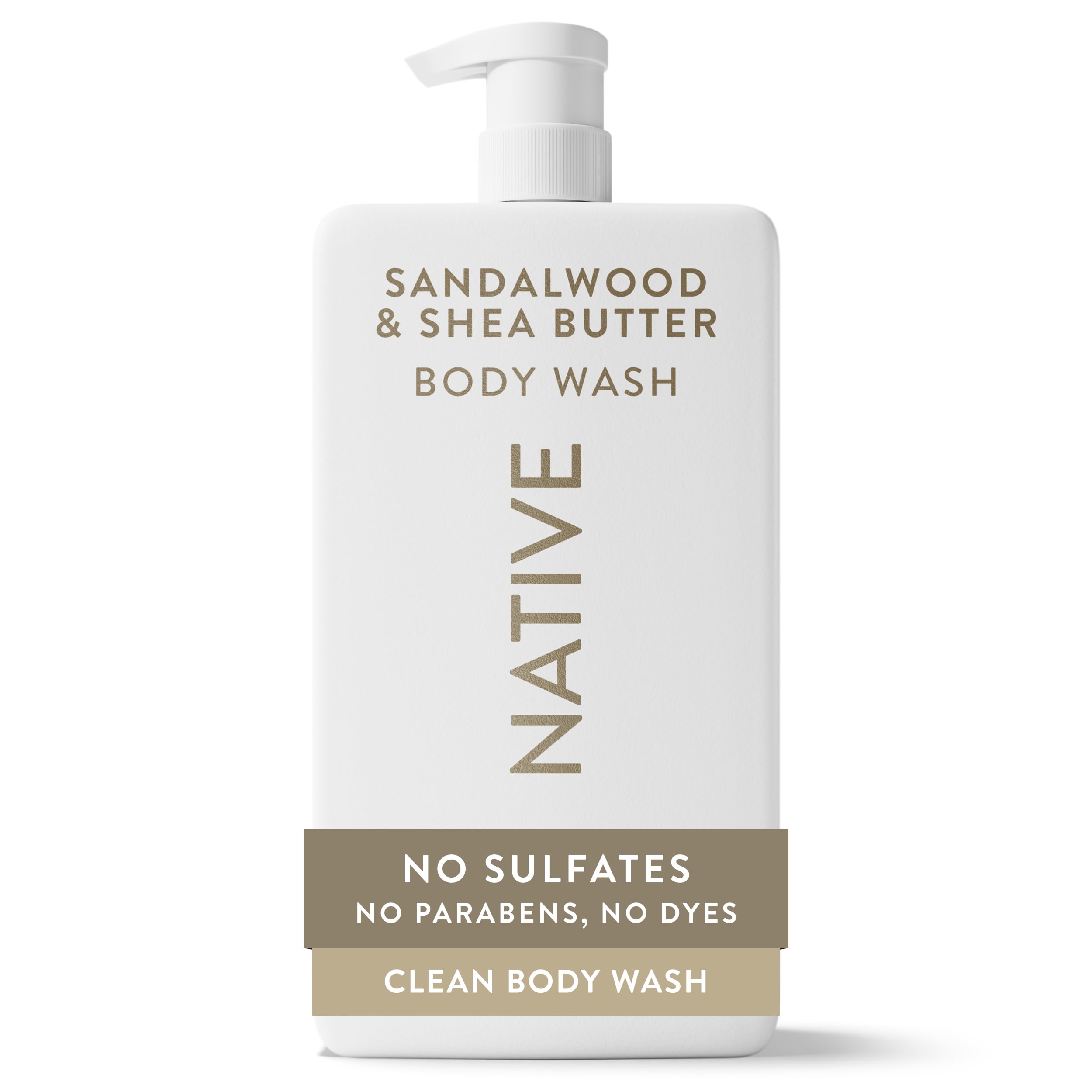 (4 pack) Native Body Wash, Sandalwood & Shea Butter, Sulfate Free, for Women & Men, 36 fl oz