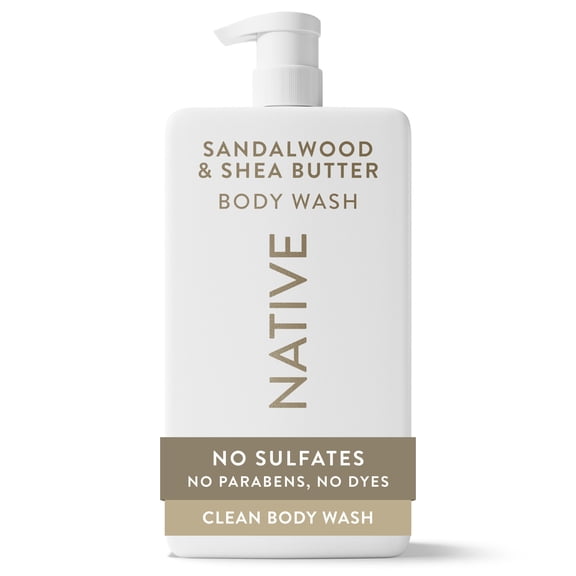 Native Body Wash, Sandalwood & Shea Butter, Sulfate Free, for Women & Men, 36 fl oz