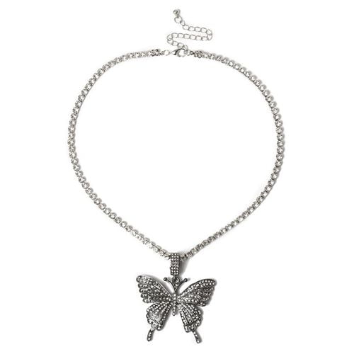 Black & Crystal Butterfly pendant necklace