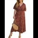 thumbnail image 3 of Vestido Corto de Corte A con Escote en V, Corta, Volantes y Dobladillo para Mujer, Talla Grande Color Naranja XL, 3 of 10