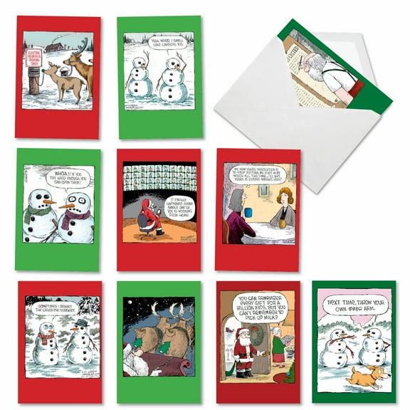 10 Assorted Set Hysterical Christmas Mixed Occasions Greeting Cards - A Coverly Christmas - Funny Yule Greetings