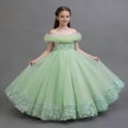 thumbnail image 4 of hengsof Girls' Flower Girl Dresses Princess Dresses Sweet Lace Wedding Party Tutu Dresses Fashionable Off The Shoulder Tulle Dresses Ages 3-14, 4 of 6
