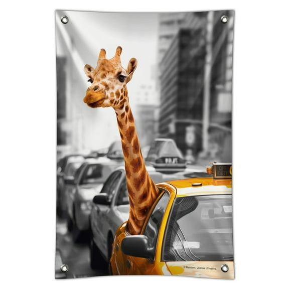 Giraffe in Taxi Home Business Office Sign