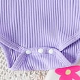 thumbnail image 7 of Sopiago Toddler Baby Girl Summer Outfits Daisy Ruffle Short Sleeve Romper Tops Floral Overall Shorts 2Pcs Clothes Set Purple,9-12 Months, 7 of 7