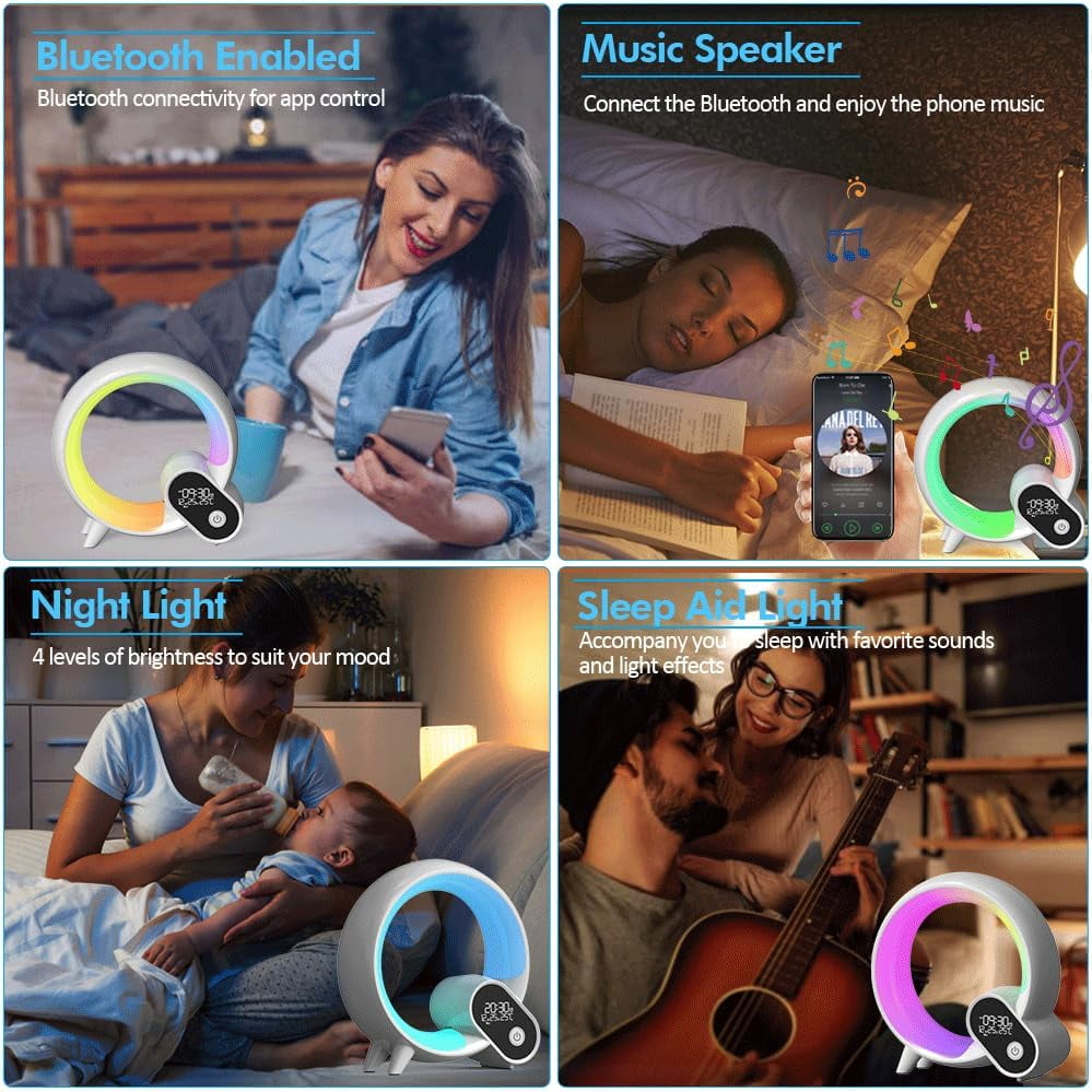 Wake Up Light, Smart Sunrise Alarm Clock for Kids Baby Sound Machine with 15 Soothing Sounds Bluetooth Speaker Night Light with Snooze,Timer, App, Remote Control Bedside Lamp for Bedroom Gifts