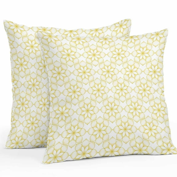 Outdoor Pillow Covers Pack of 2, Yellow Flower Floral Pattern Waterproof Throw Pillowcase Cushion Cases, Modern Abstract Art Decorative Pillow Cover for Couch Sofa Home Bed Patio