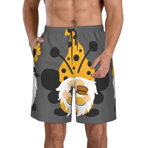 Fotbe Bee Gnome With Sunflower Trajes de Baño Estampados para Hombre, Shorts de Verano de Secado Rápido, Ropa de Playa, Bañadores-Large