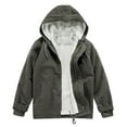 thumbnail image 2 of IROINNID Men's Hoodie Shearling Long Sleeve Solid Color Comfy Lapel And Fleece Jacket Short Tooling Outwear & Jackets, 2 of 7