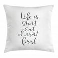 thumbnail image 1 of Eat Dessert First Throw Pillow Cushion Cover, Simple Monochrome Cursive Ink Lettering Calligraphy Food Quote, Decorative Square Accent Pillow Case, 24" X 24", Charcoal Grey White, by Ambesonne, 1 of 2