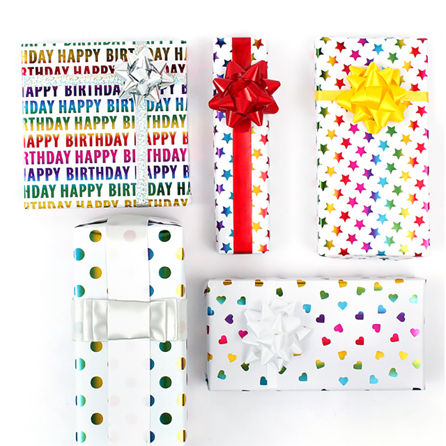 Envoltura de regalos, papel de regalo de Navidad, 12 piezas de 50 * 70 cm (amor * 3 + estrella de cinco puntas * 3 + punto * 3 + letra * 3)