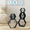 thumbnail image 3 of 5-Piece Black Hexagon Wall Shelves Set Decorative Floating Shelves for Living Room Bedroom, 3 of 6