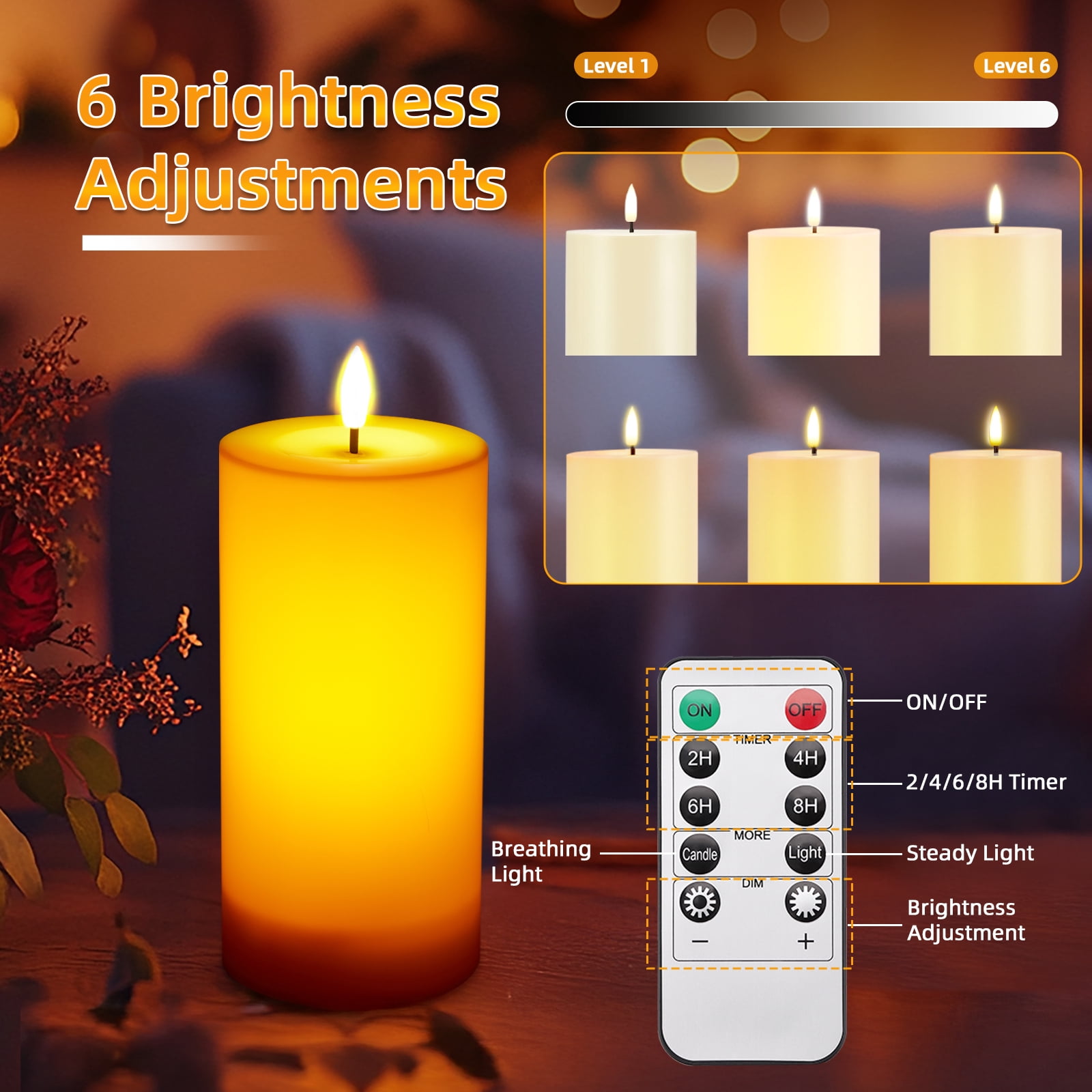 IMAGE 4"x8" Ivory White Outdoor Waterproof Flameless Candles with Timer & Remote Control (2 Pack)