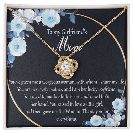 Love Knot To My Girlfriend’S Mom You’Ve Given Me A Gorgeous Woman With Whom I Share My Life Beautiful Necklace Message Card and Box Gold Love Knot Necklace