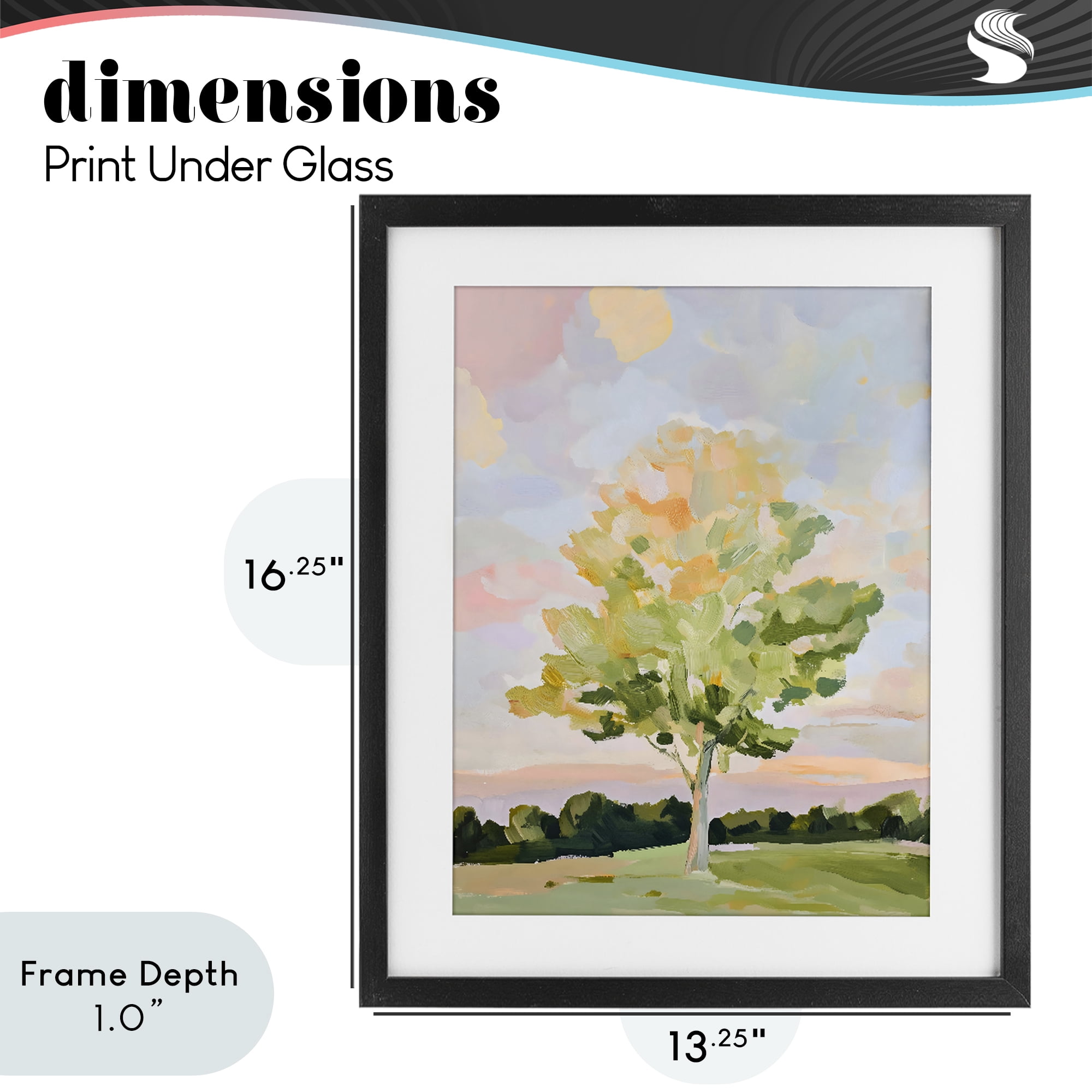 Stupell Industries Sunlit Tree Landscape Impression Black Framed Print Under Glass, design by The Prints Vibe