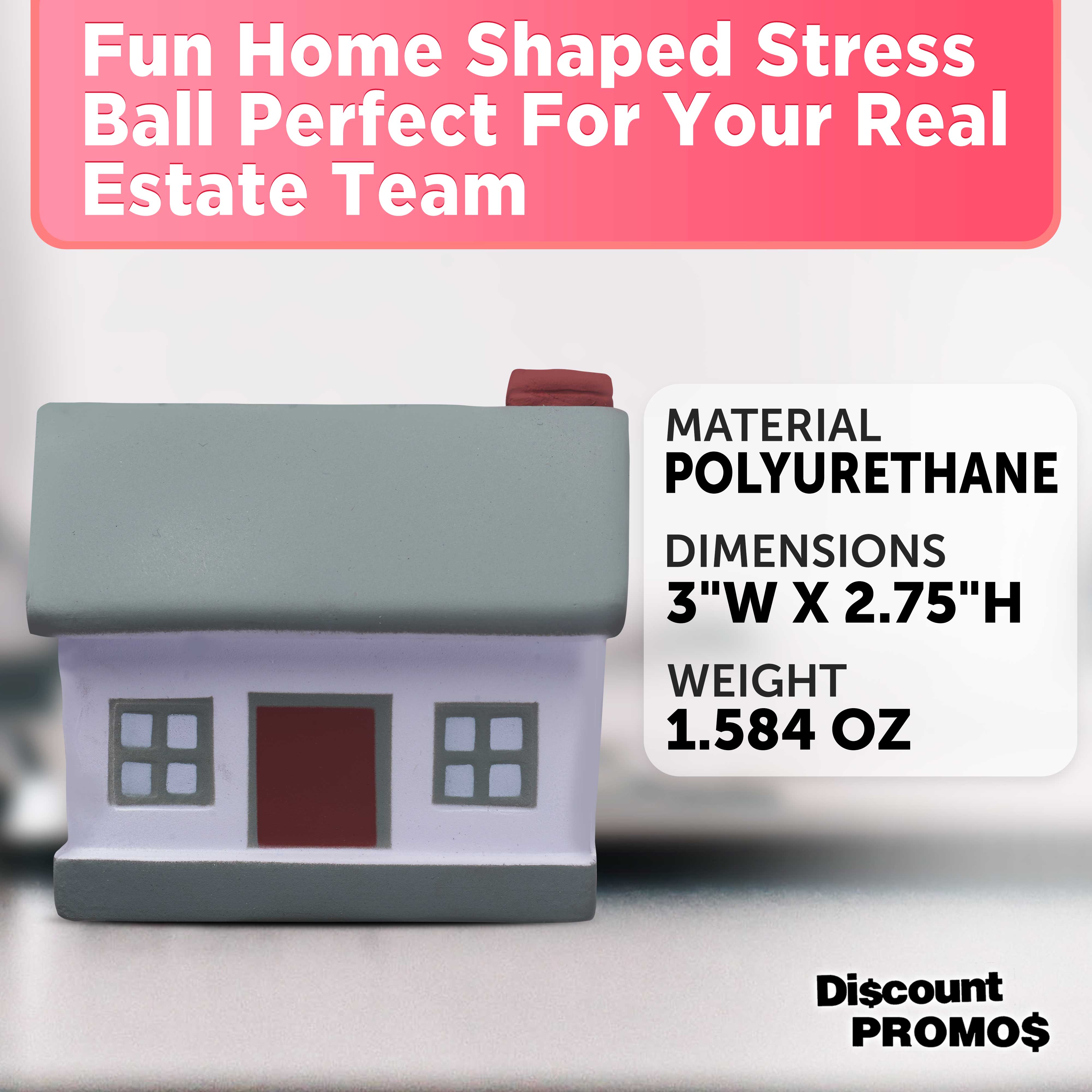 House Shaped Stress Balls Set of 10, Bulk Pack - Anxiety Stress Relief, Perfect for Your Desk, Office or Home - Grey