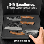 Matsato Knives Set – Japanese-Inspired, Stainless Steel Kitchen, Chef & Cleaver Knife Bundle (3 Count)