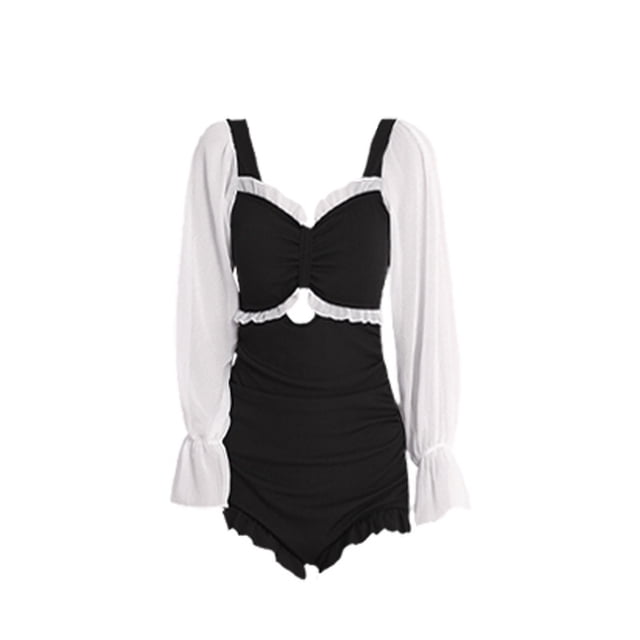 Traje de baño de una pieza de manga larga conservador traje de baño de una pieza Hada para mujerM