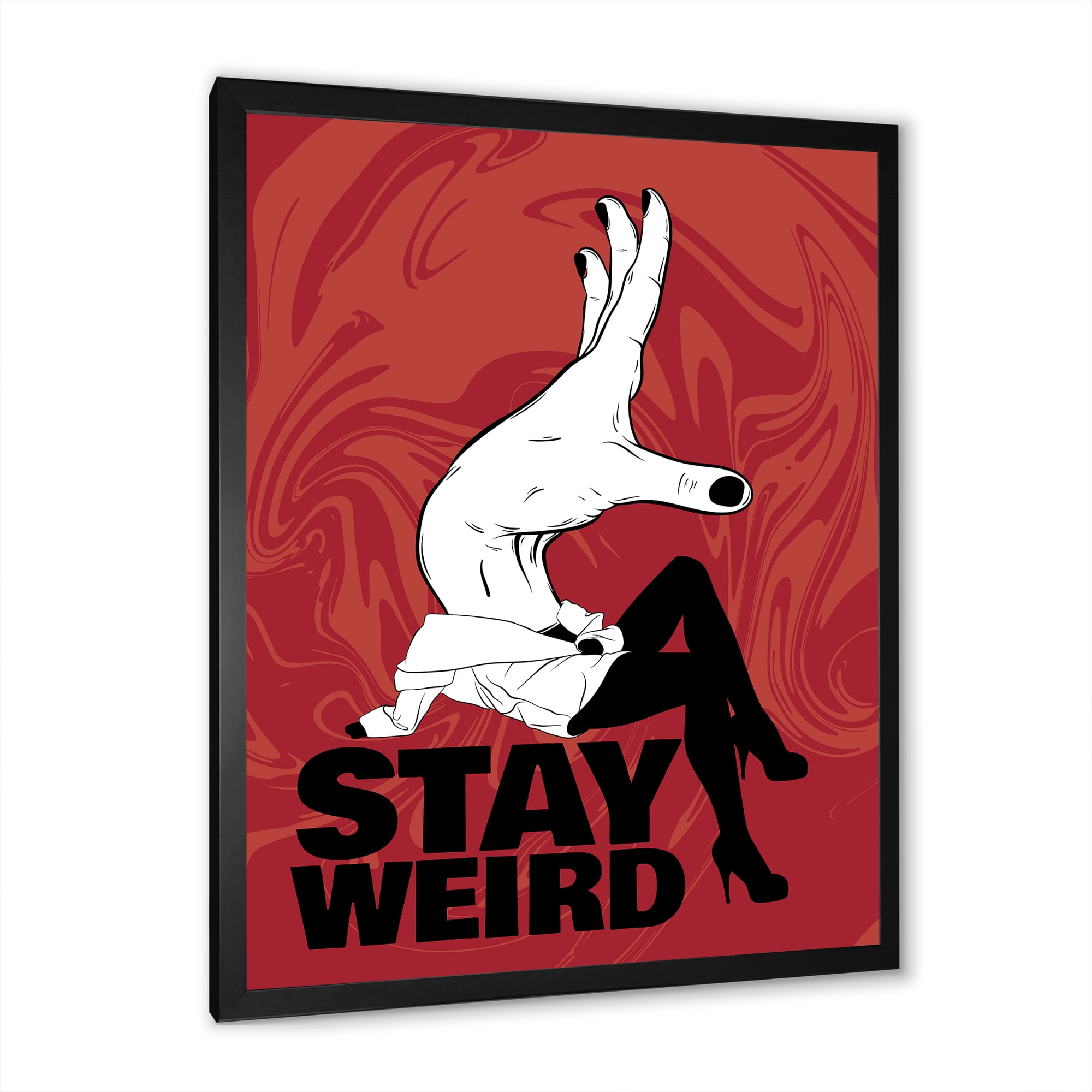 Designart 'Stay Weird Hand Sign' Vintage Framed Art Print