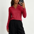 thumbnail image 5 of OGLCCG Women's Long Sleeve Shirt V Neck Basic Workout Top Lightweight Athletic Running Gym Yoga Golf Tees,S-XXL, 5 of 6