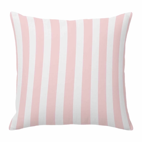 Throw Pillow Covers 24 x 24 Inch, Pink Striped Cotton Linen Pillows Cases, Modern Farmhouse Pink White Stripes Square Cushion Covers for Couch Sofa Bed