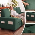thumbnail image 5 of 80" L Shaped Couch, Lofka Sectional Sleeper Sofa with Pull Out Bed, Convertible Sofa Bed with Reversible Storage Chaise for Living Room, Green, 5 of 9