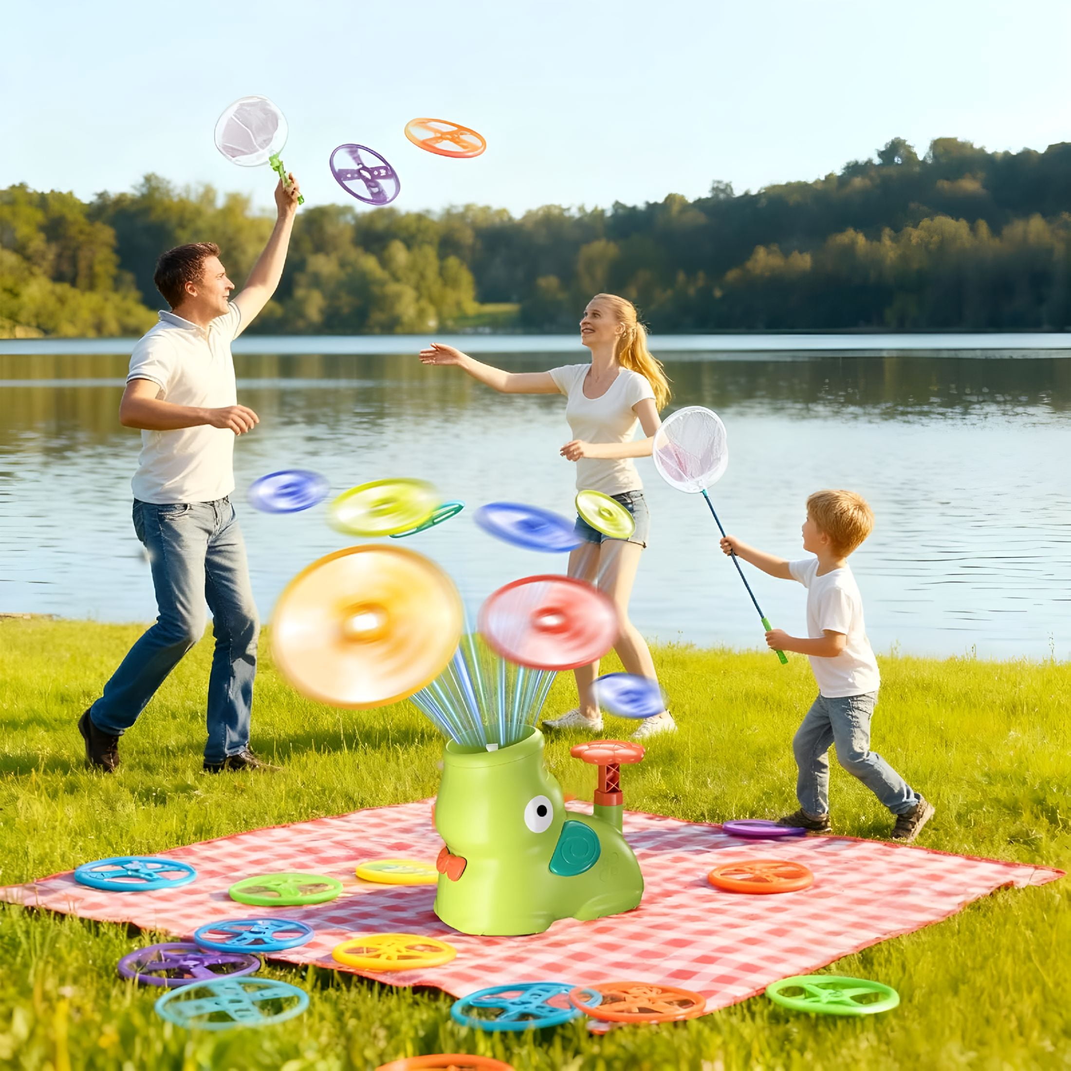 CYFW Stomp Flying Disc Launcher Toys，Outdoor Flying Disc Launcher Toy Chasing Games， Outside Yard Activities Chasing Toy，Outdoor Toys for Kids 3-8 Year Old(Elephant)