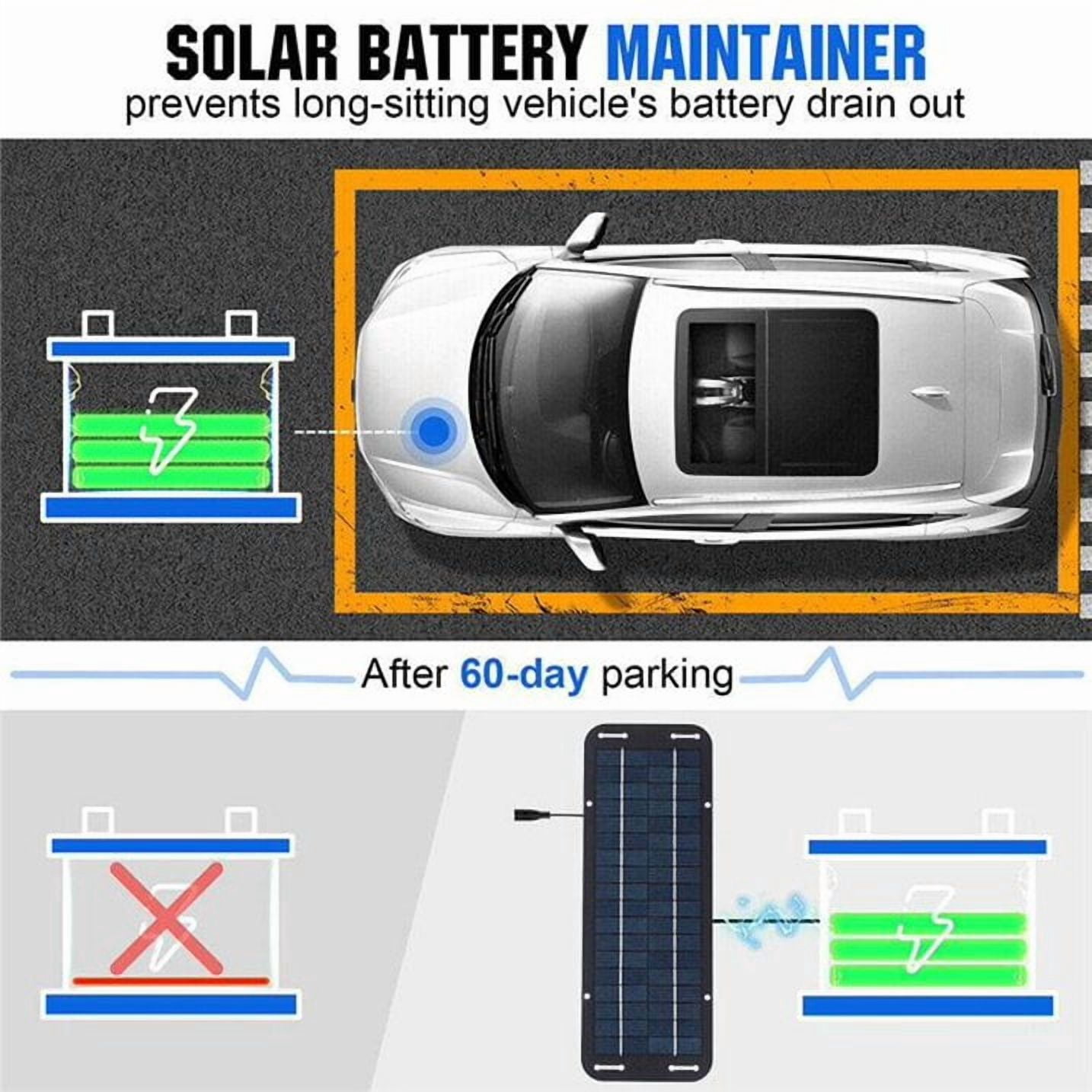 Knadgbft Portable 12V/30W Solar Panel Battery Charger Maintainer, silicon Black, 7 Count