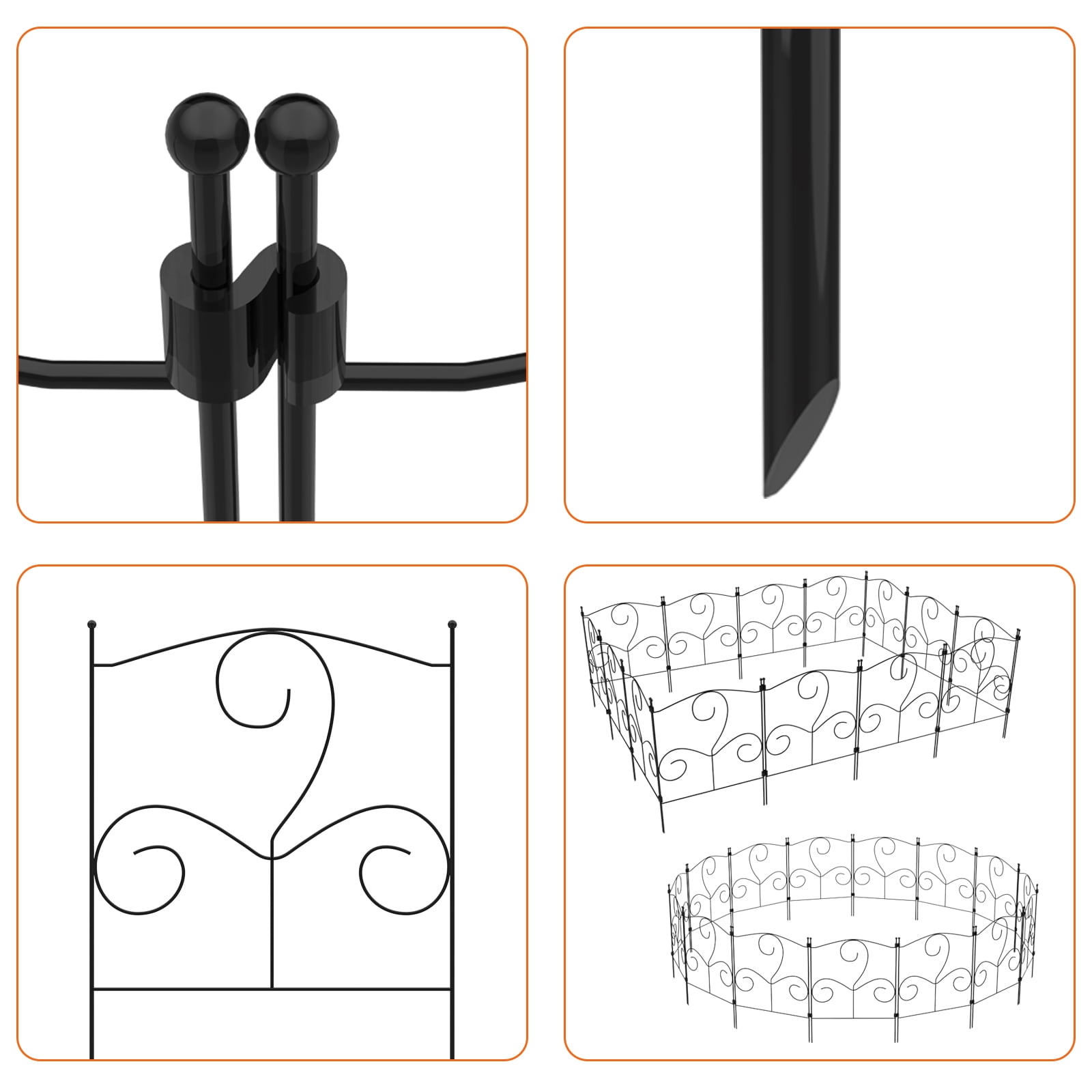 26PCS Unique Decorative Garden Fence, 16.54" (H) x 26FT (L) Animal Barrier Fence Arched