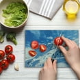 thumbnail image 4 of Mountain Cutting Board, Mountain Landscape Ski Slope Winter Seasonal Sport Telfer and Snowboarding Image, Decorative Tempered Glass Cutting and Serving Board, Small Size, White Blue, by Ambesonne, 4 of 5