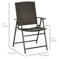thumbnail image 3 of Outsunny Outdoor Wicker Dining Chair Rattan Foldable Chair Set of 4 Brown, 3 of 10