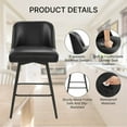 thumbnail image 2 of L'AGRATY 360° Swivel Modern Bar Stools Set of 4, 26" Counter Height Barstools with High Backs, Kitchen Island Stools, For Bar & Home,Faux Leather, Black, 2 of 9