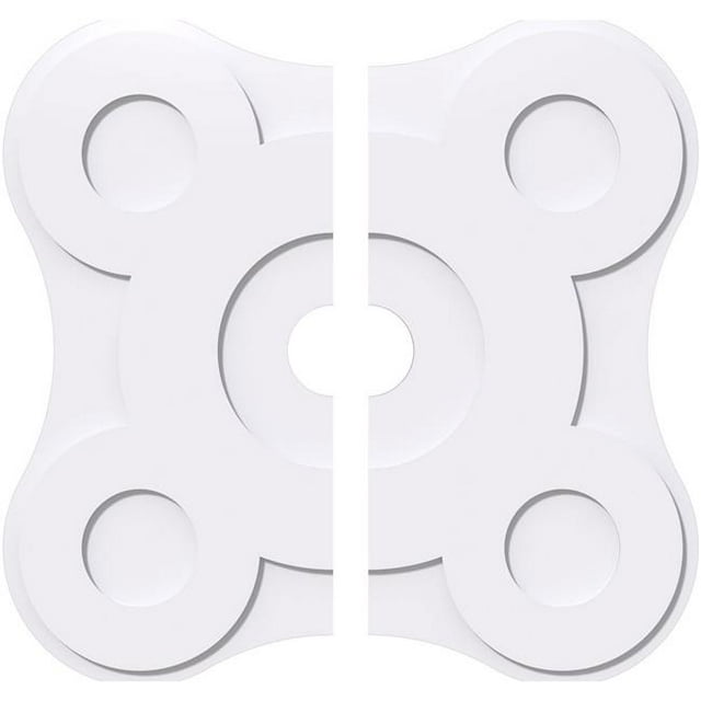Ekena Millwork CMP14LA2-02000 14 in. OD x 2 in. ID Square Luna Architectural Grade PVC Contemporary Ceiling Medallion - 2 Piece