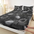 thumbnail image 4 of Castle Fairy Sport Football Print Queen Sheets 4 Pieces, Vintage Ball Pattern Queen Sheet Sets, Black Grey White,1 Fitted Sheet, 1 Flat Sheet and 2 Pillowcases, 4 of 6