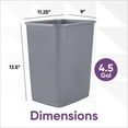 thumbnail image 2 of Superio Plastic Trash Can 4.5 Gallon Slim Garbage Can Recycle Bin, Medium Waste Bin for Under Desk, Kitchen Cabinet, in Office, Bedroom, Bathroom, College Dorm Room, Indoor and Outdoor - 18 Qt (Grey), 2 of 5