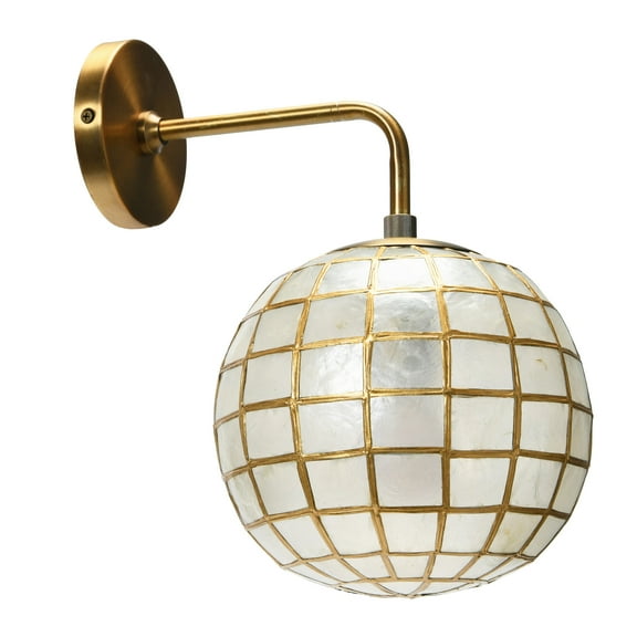 Creative Co-Op Capiz and Metal Wall Sconce with Detail, Brass