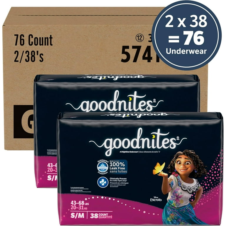 Goodnites Girls' Nighttime Underwear, Size XXL (120-165 lbs), 54